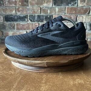 Brooks Ghost 16 Mens 9.5 Black Neutral Cushion Running Walking Shoes Sneakers